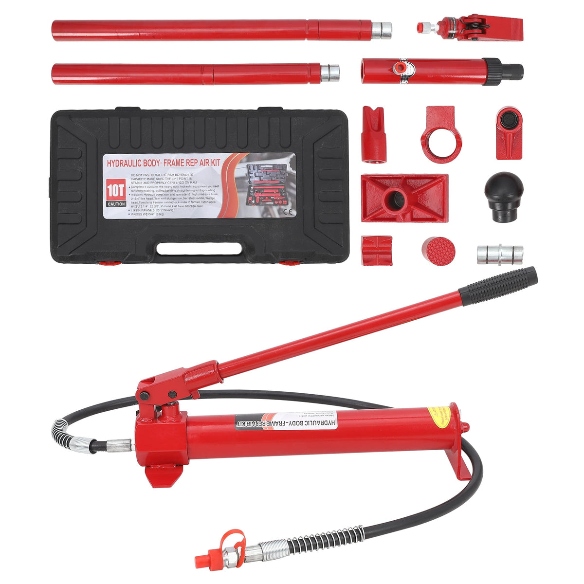 4 Ton Porta Power Hydraulic Body Frame Repair Kit - Manual Lift Ram with Case for Shop & Construction Use