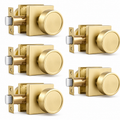 5-Pack Brushed Gold Passage Door Knobs, Keyless Handles for Hallway and Closet