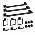 15-Piece Matte Black Bathroom Hardware Set, 23.6-Inch Towel Bar Kit, SUS304 Stainless Steel