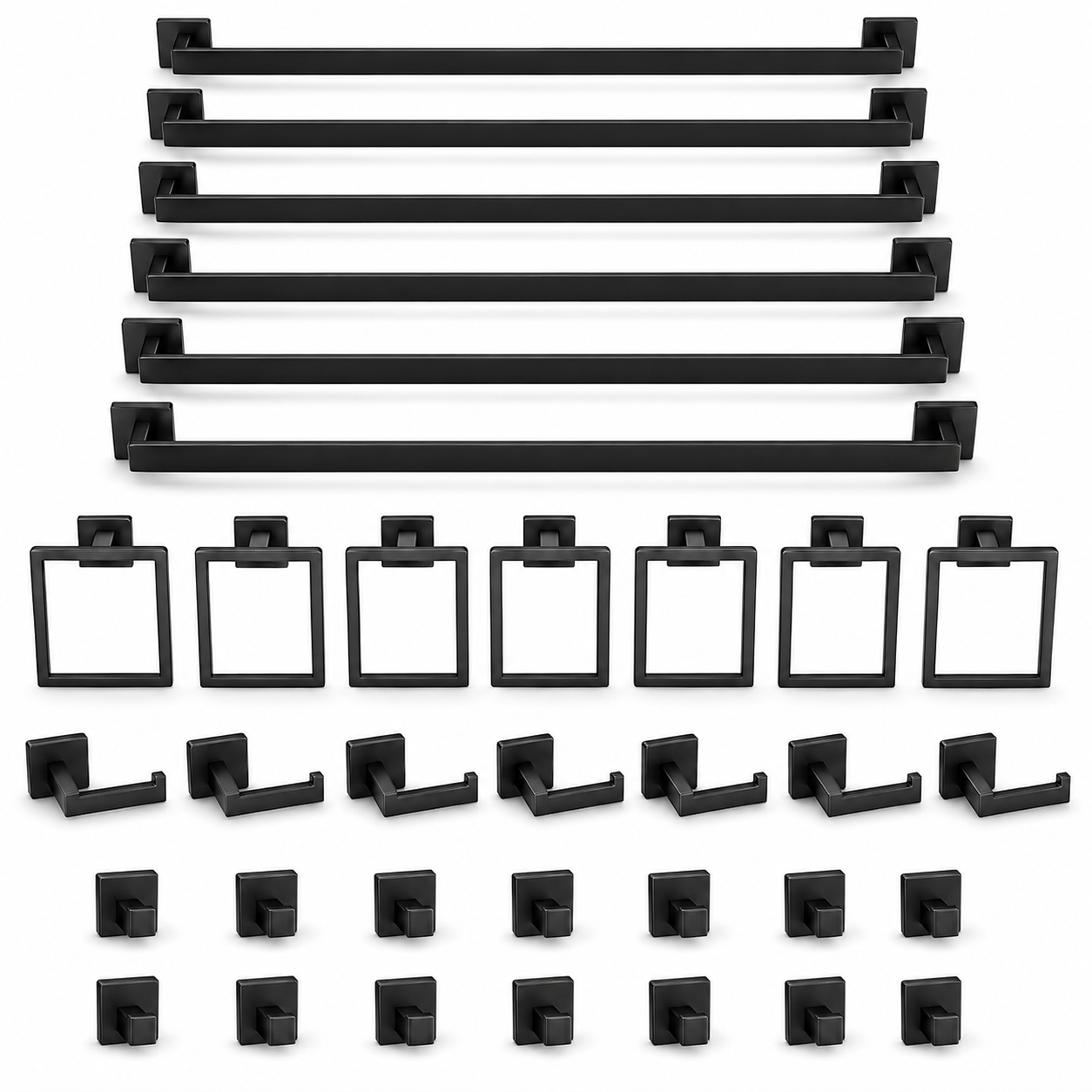 35-Piece Polished Black Bathroom Hardware Set with 23.6-Inch Towel Bars