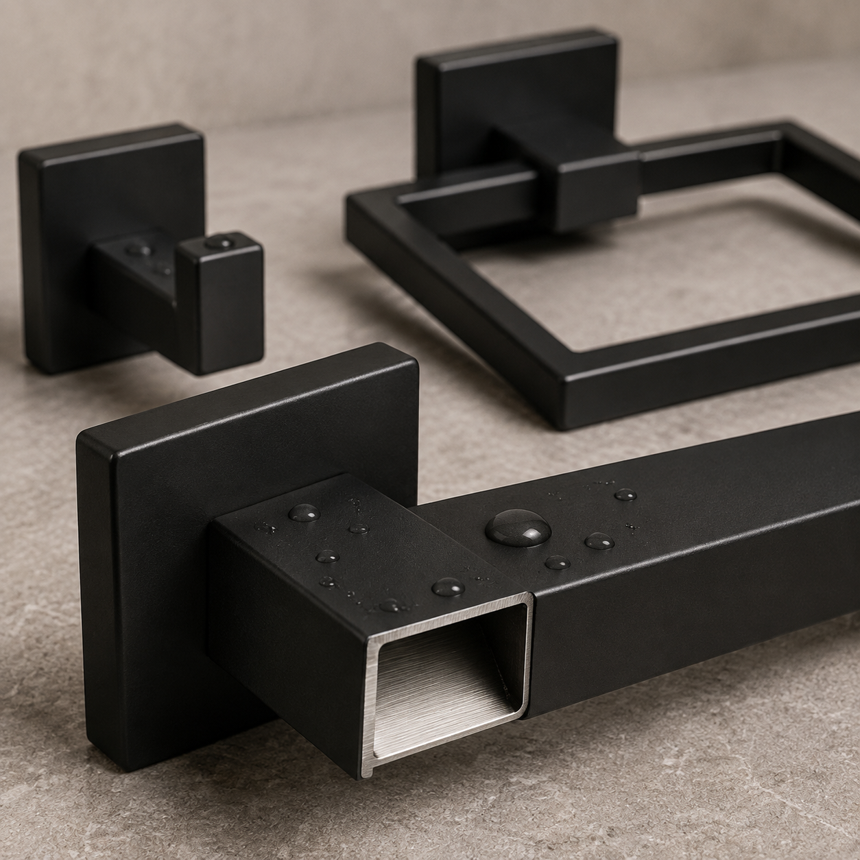 20-Piece Matte Black Bathroom Hardware Set with 24-Inch Towel Bars