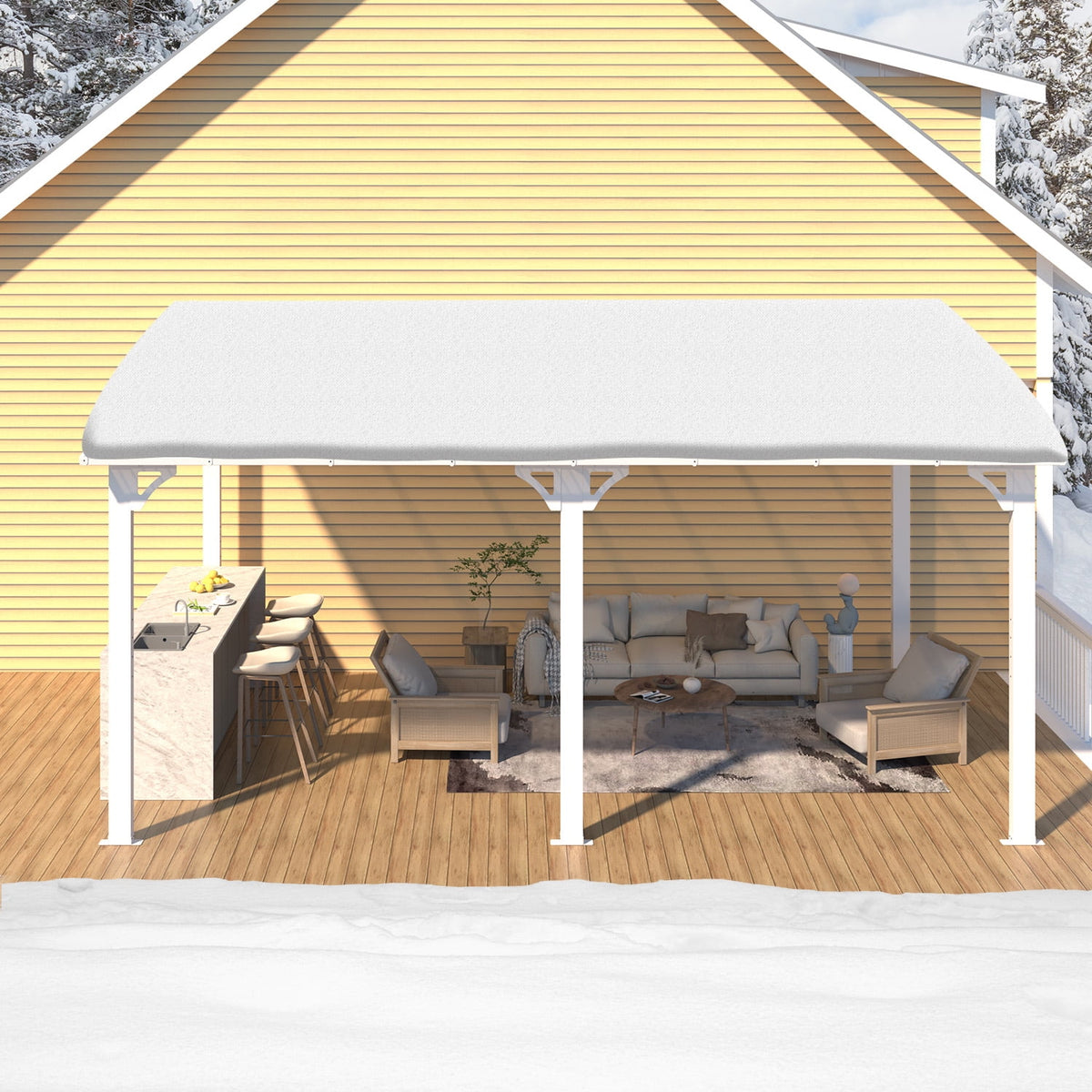 AECOJOY 10' x 16' Hardtop Gazebo Outdoor Aluminum Pergola for Garden, Patio, Backyard-White