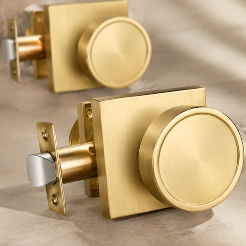 5-Pack Brushed Gold Passage Door Knobs, Keyless Handles for Hallway and Closet