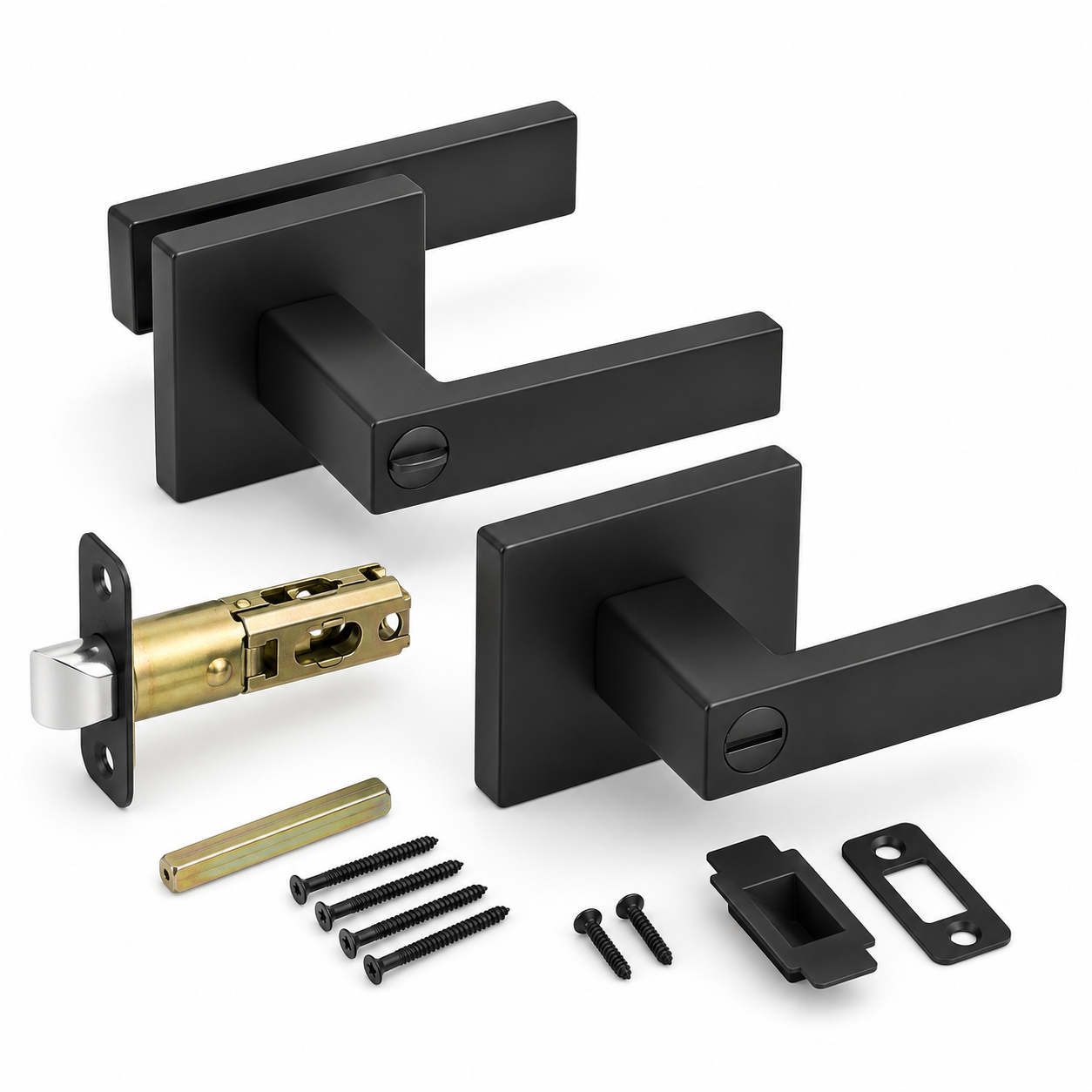 10-Pack Matte Black Privacy Door Levers, Keyless Handles for Bedroom and Bathroom