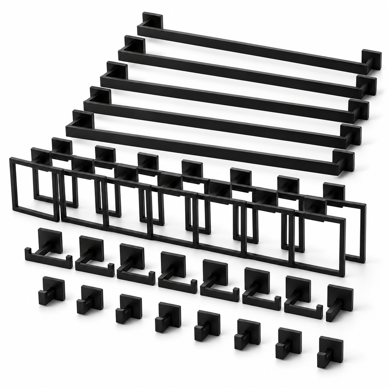 35-Piece Polished Black Bathroom Hardware Set with 23.6-Inch Towel Bars