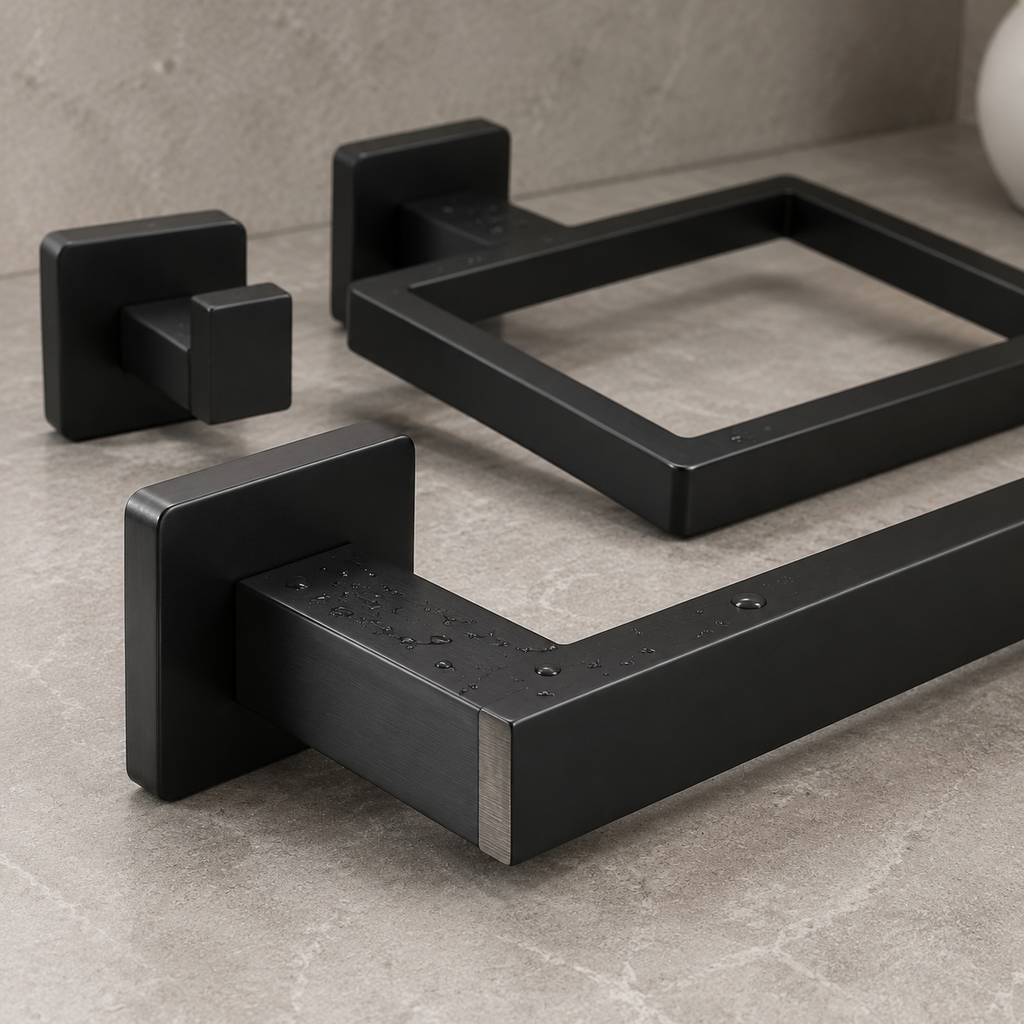 35-Piece Polished Black Bathroom Hardware Set with 23.6-Inch Towel Bars