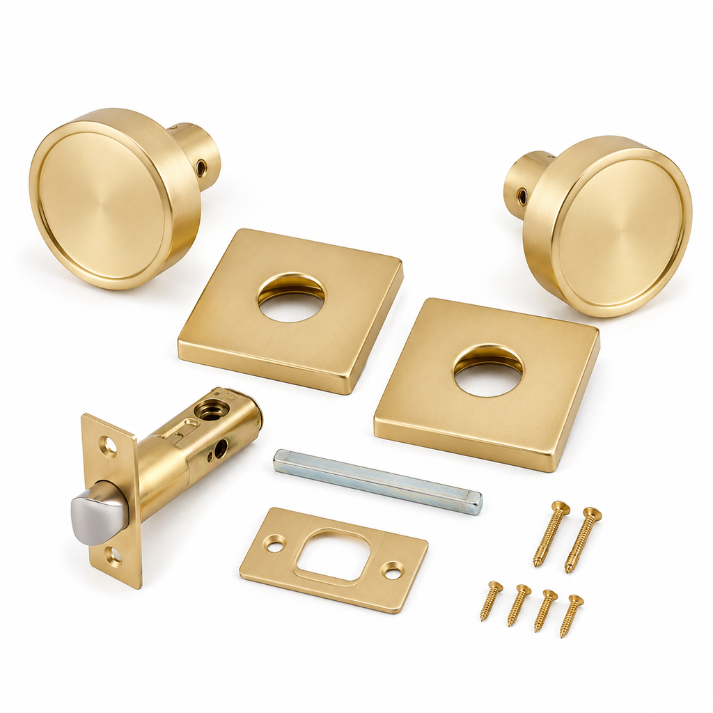 5-Pack Brushed Gold Passage Door Knobs, Keyless Handles for Hallway and Closet