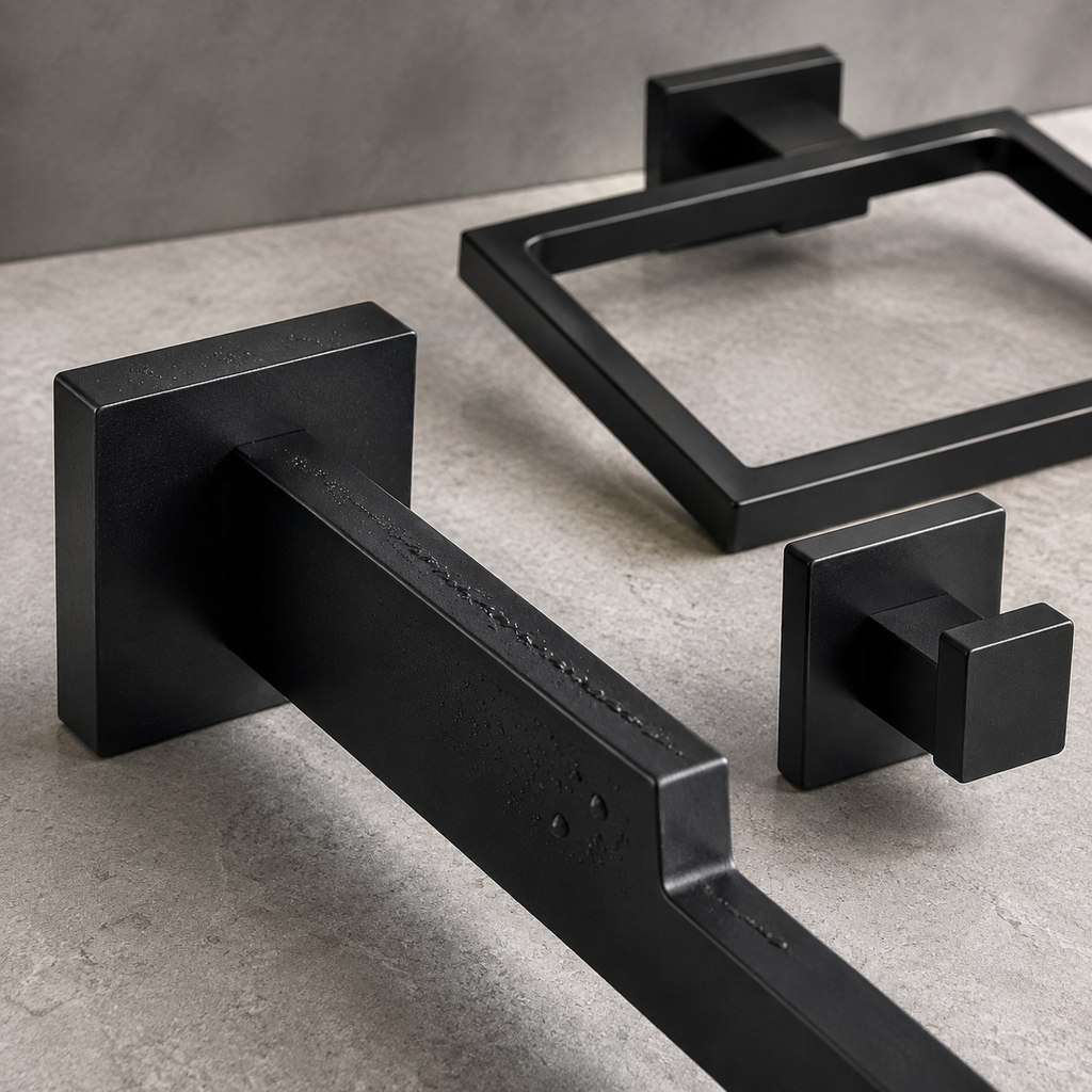 15-Piece Matte Black Bathroom Hardware Set, 23.6-Inch Towel Bar Kit, SUS304 Stainless Steel