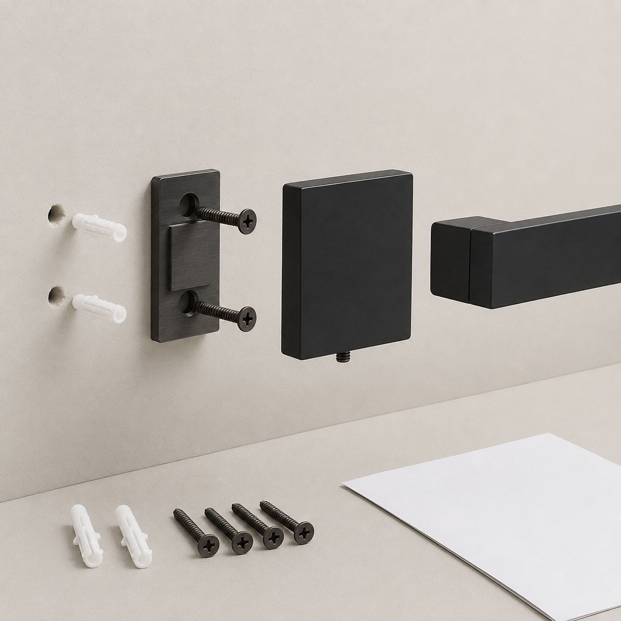 15-Piece Matte Black Bathroom Hardware Set, 23.6-Inch Towel Bar Kit, SUS304 Stainless Steel