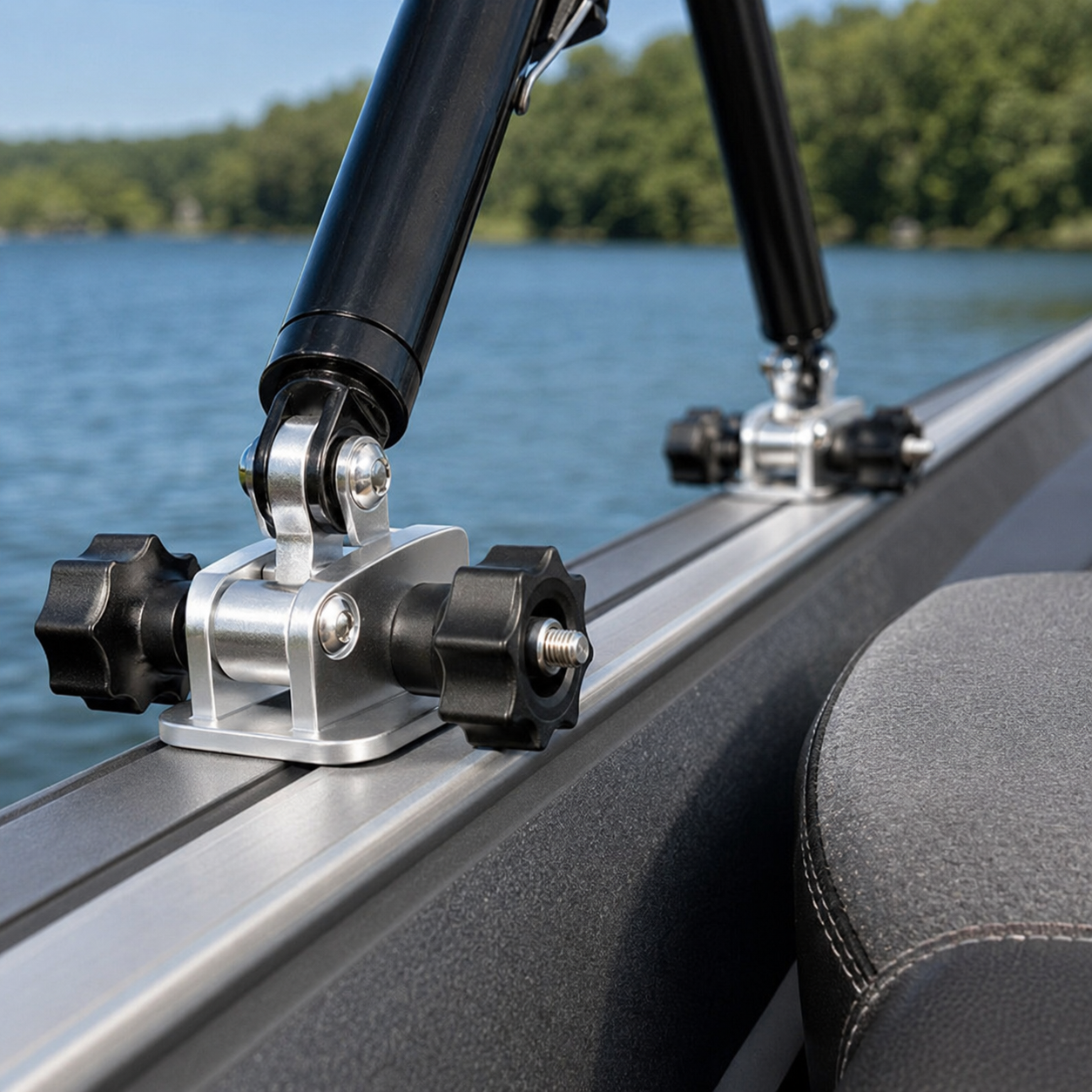 Bimini Top Mount for Versatrack, Aluminum Track Bracket with 316 Stainless Steel Hinge