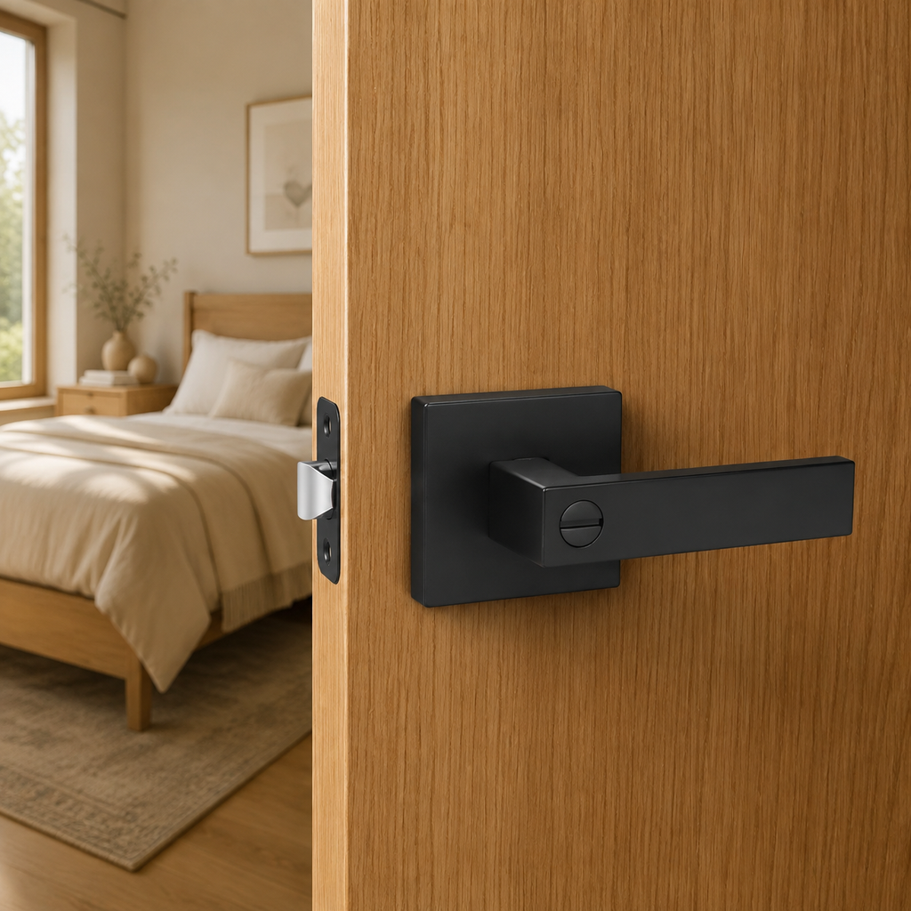 10-Pack Matte Black Privacy Door Levers, Keyless Handles for Bedroom and Bathroom