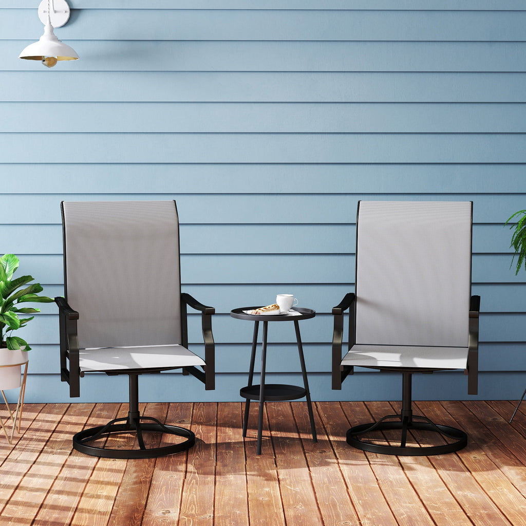 Outsunny Patio Swivel Chair Set of 2, Swivel Rocker with High Back, Grey