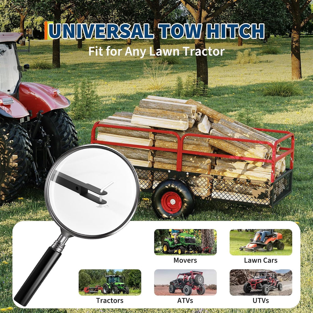 ATV/UTV Tow-Behind Dump Cart, 1600 lb Capacity, 22 cu ft, Removable Sides and All-Terrain Tires