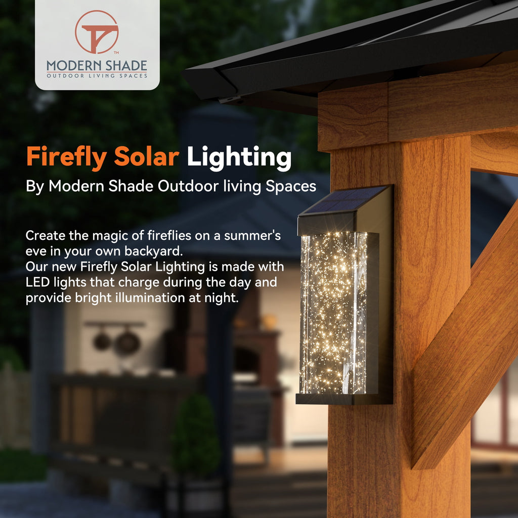Modern Shade Horizon 10'x12' Hardtop Gazebo, Galvanized Double Steel Roof, 4 LED Lights, Hooks & Mosquito Netting, Wood Grain Finish