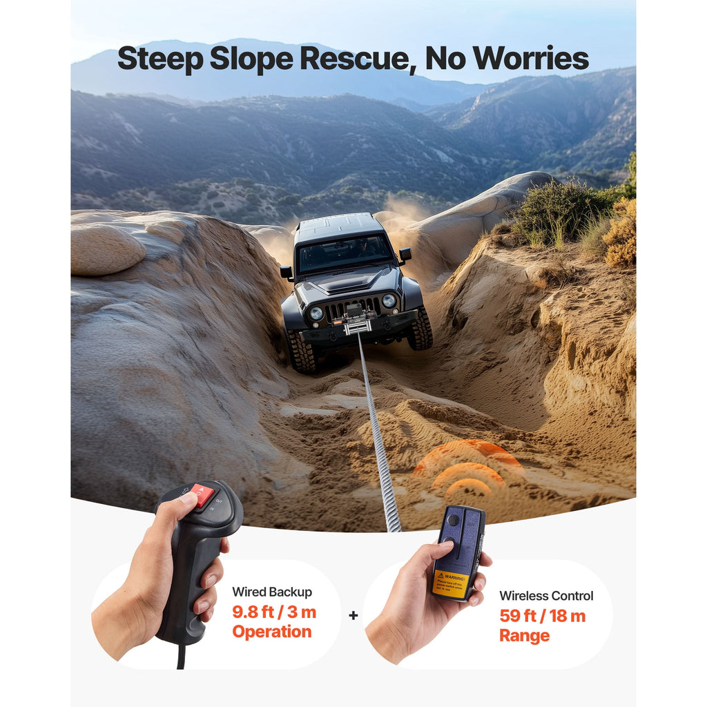 KFFKFF Electric Winch, 12000 lbs Load Capacity, 12V DC Truck Winch with Φ7/20 in x 85 ft Steel Rope, Wireless