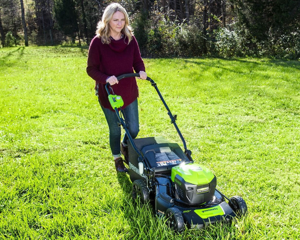 Greenworks 40V 20" Cordless Battery Push Lawn Mower 3PC Combo Kit w/ (1) 5.0Ah Battery, (1) 2.0Ah Battery & (2) Chargers