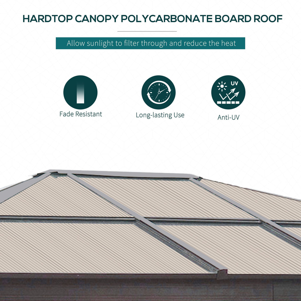 Outsunny 10x12 Ft Hardtop Gazebo, Aluminum Frame, Polycarbonate Roof, Sidewalls and Mosquito Netting