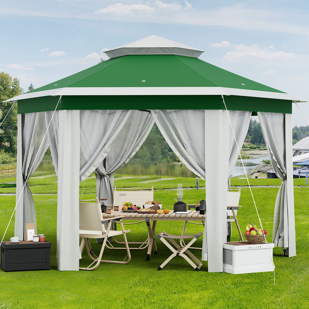 GOGRANT 13x13 Pop Up Gazebo with Mosquito Netting, Outdoor Canopy Tent with Vented Roof & Wheeled Bag for Patio Backyard Camping