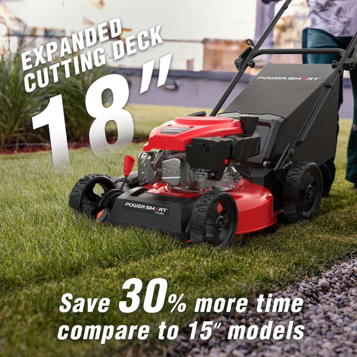 PowerSmart 18-inch 3-in-1 Gas Powered Push Lawn Mower