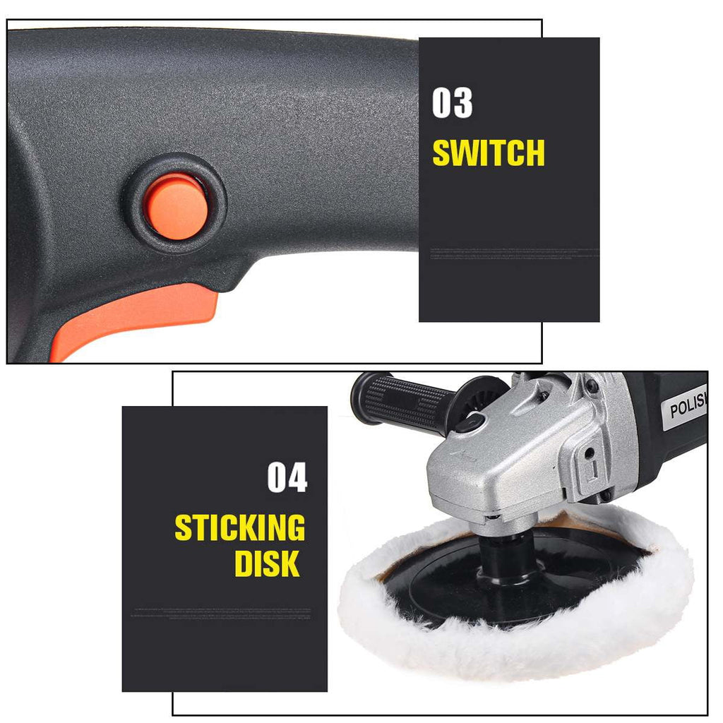 8 Speed Adjustable 1400W Car Polisher Electric Floor Polisher Polishing Variable Speed Machine Auto Polisher Sanding Machine ,Easy to Use