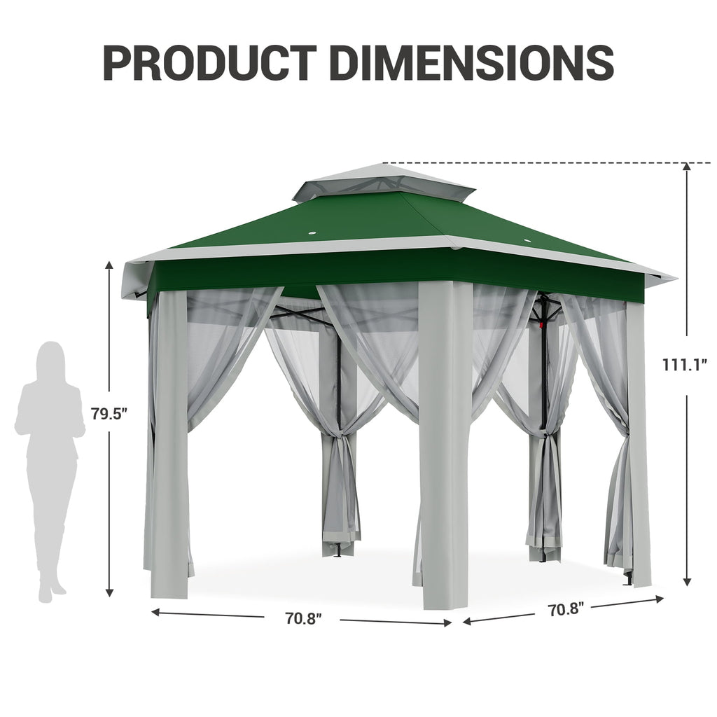 GOGRANT 13x13 Pop Up Gazebo with Mosquito Netting, Outdoor Canopy Tent with Vented Roof & Wheeled Bag for Patio Backyard Camping