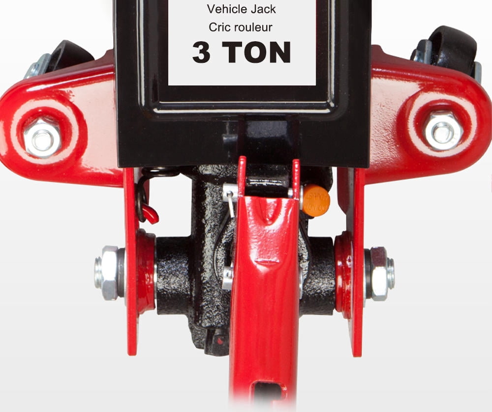 Hydraulic Trolley Floor Jack With Piston Quick Lift Pump, 3 Ton (6,000 lb) Capacity, Red