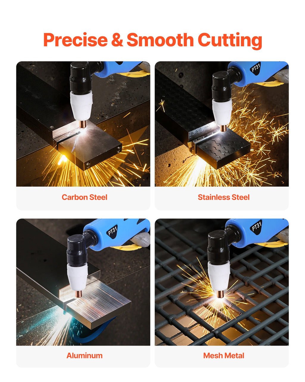 VEVOR 50A Plasma Cutter, 110V/220V Dual Voltage, Digital IGBT Inverter, 2T/4T Function and Adjustable PA/PT Time