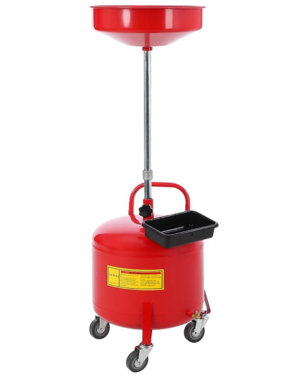 1 Steel Waste Oil Drain Tank|| 15" Funnel|Orange|Wheels