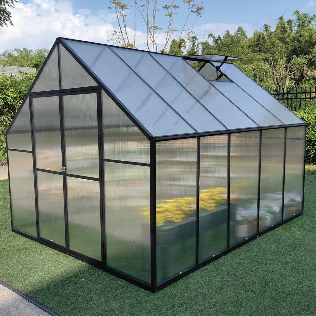 TMG Industrial 6' x 8' Greenhouse with Polycarbonate Roof and Walls, Durable Aluminum Frame, Quick Assembly, Essential Series, TMG-GHE0608