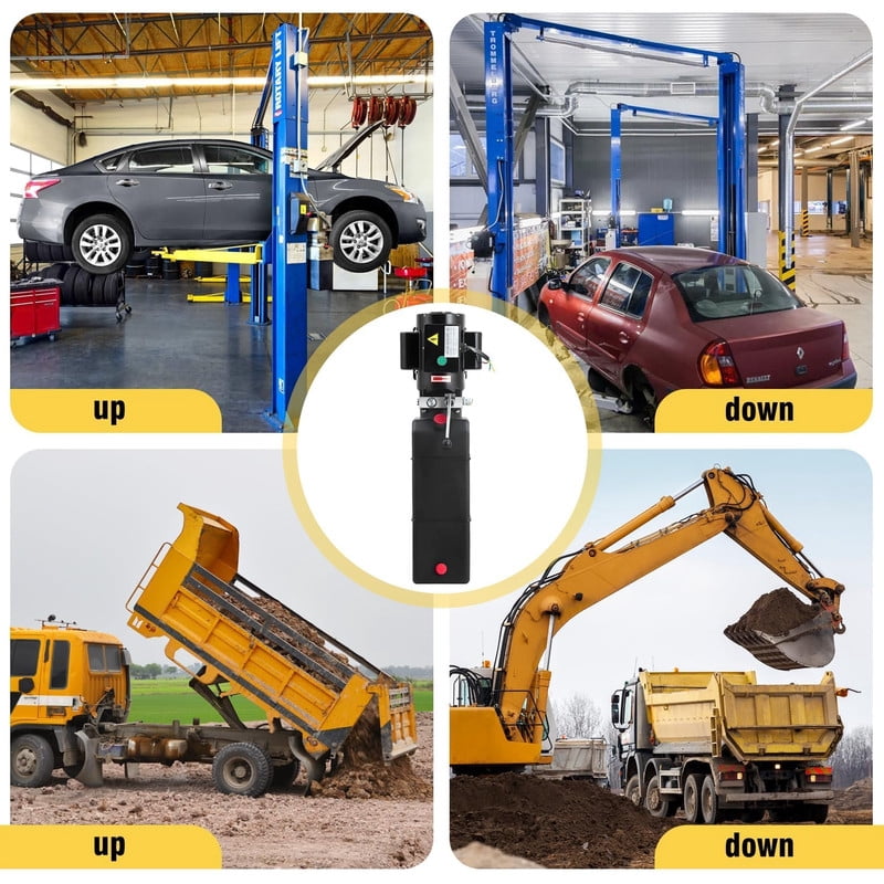 Hydraulic Power Unit 10 Quart Single Acting Hydraulic Pump Power Unit 220V AC, Hydraulic Pump with 10L Metal Reservoir for Dump Trailer Car Lifting