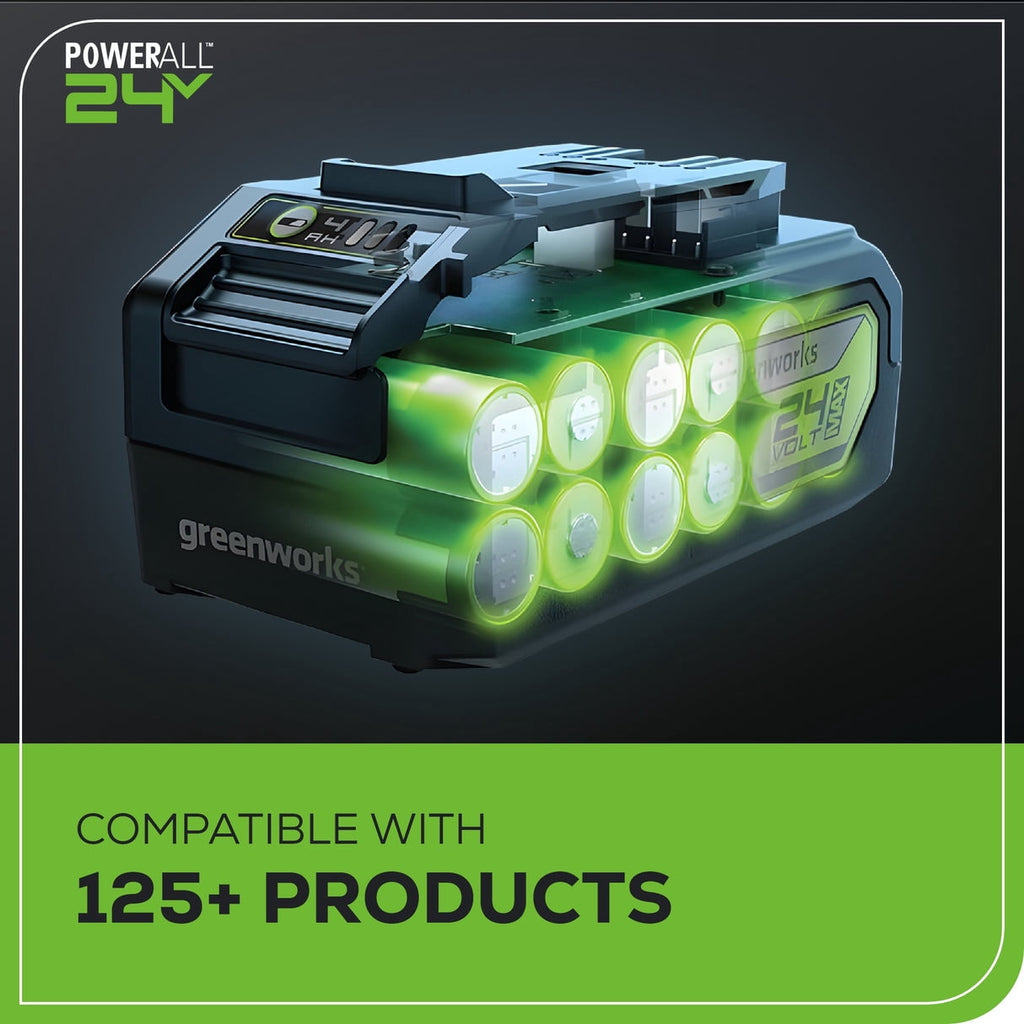 Greenworks 48V (2 x 24V) 16" Brushless Cordless Chainsaw with extra chain, (2) 4.0Ah USB Batteries (USB Hub) and Dual Port Rapid Charger Included