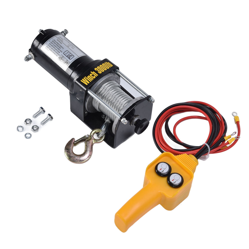 Steel Wire Rope Electric Winches, Manual Release Electric Winch 3000LBS for Truck for UTV for Recovery