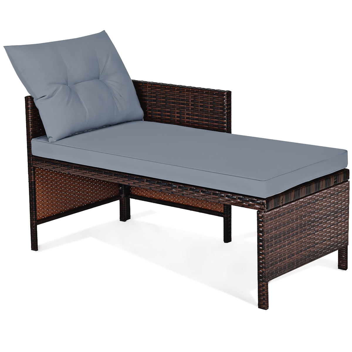 Costway 3PCS Patio Wicker Rattan Sofa Set Outdoor Sectional Conversation Set Lawn Garden