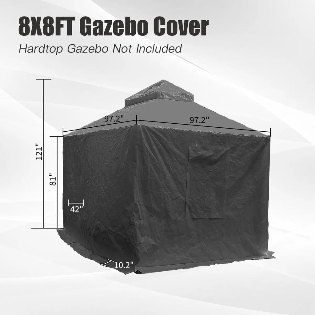 Domi Outdoor Living 8' x 8' Winter Gazebo Cover with Sidewalls & Mesh Windows, Waterproof Double Roof Enclosure, Black
