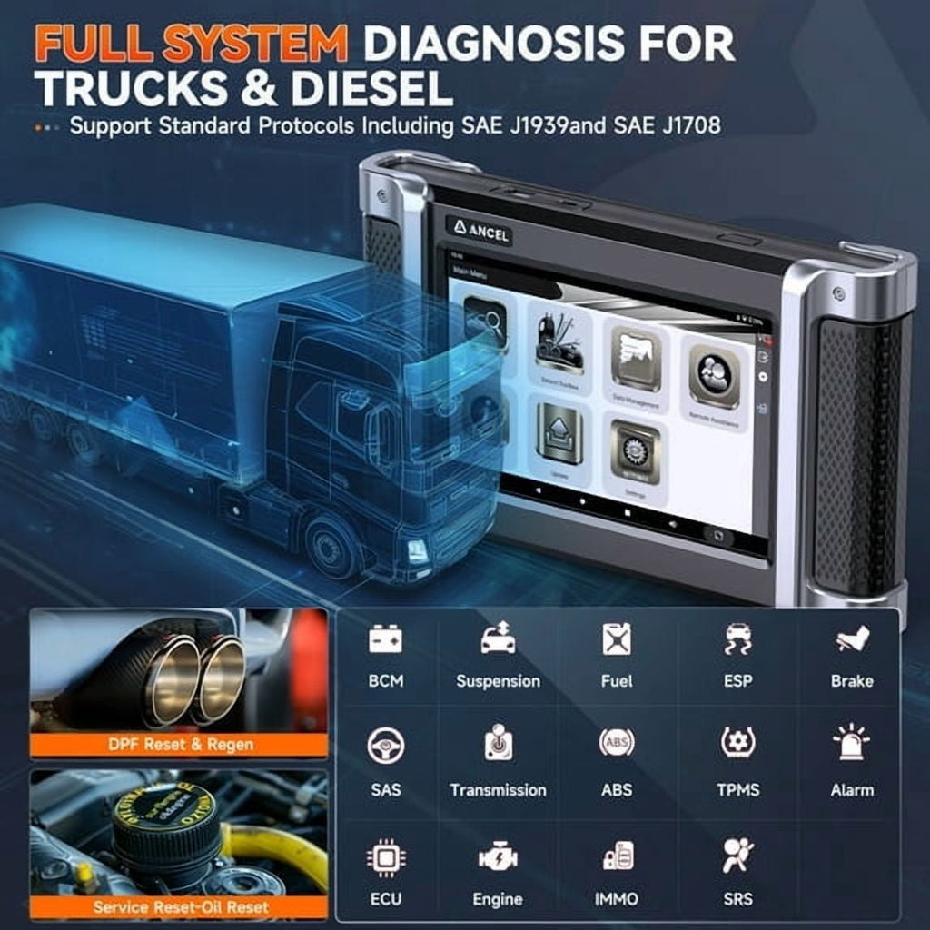 ANCEL HD8000 Professional Heavy Duty Truck Full OBD2 Scanner + BM310 Batter-y Tester Kits