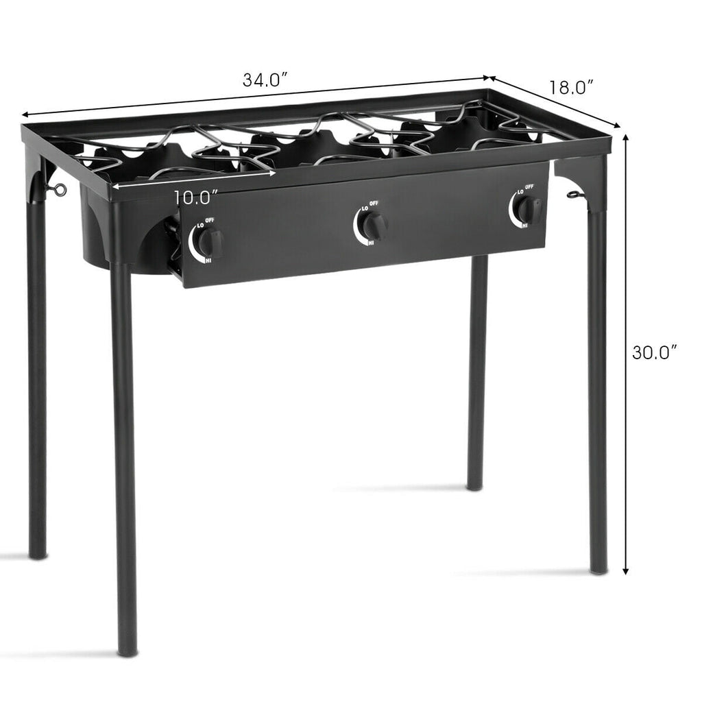 Costway Portable Propane 225,000-BTU 3 Burner Gas Cooker Outdoor Camp Stove BBQ