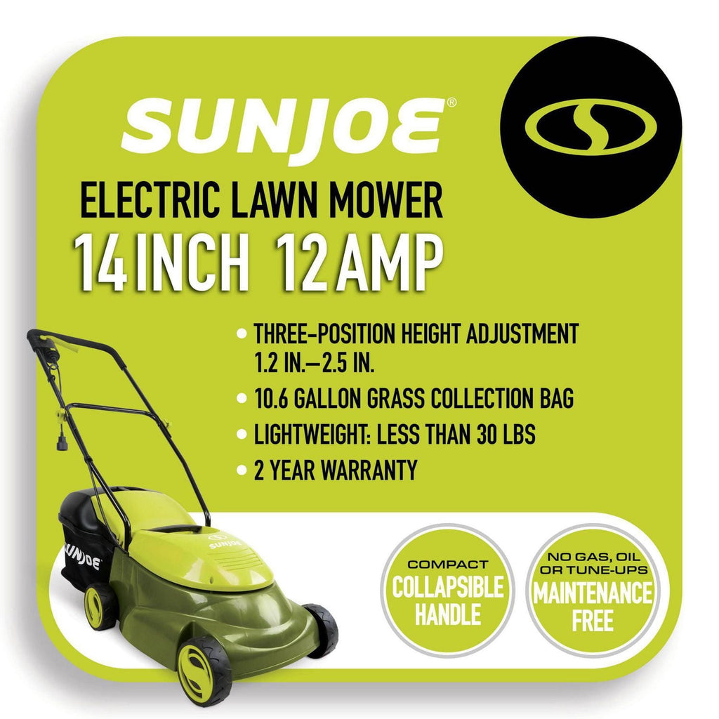 Sun Joe MJ401E Electric Lawn Mower, 14 inch, 12 Amp