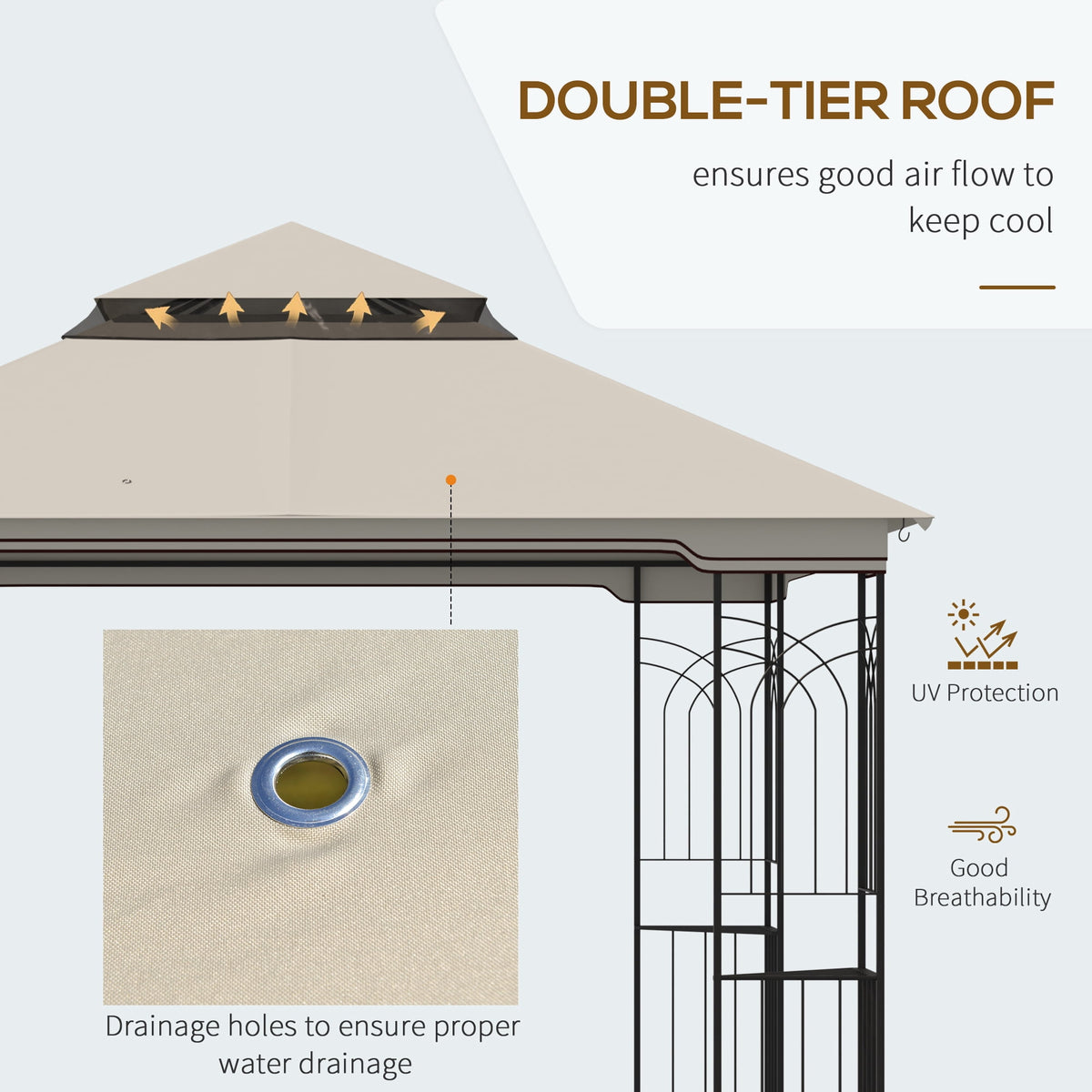 Outsunny 10'x10' Soft-top Patio Gazebo Deck Canopy, Beige