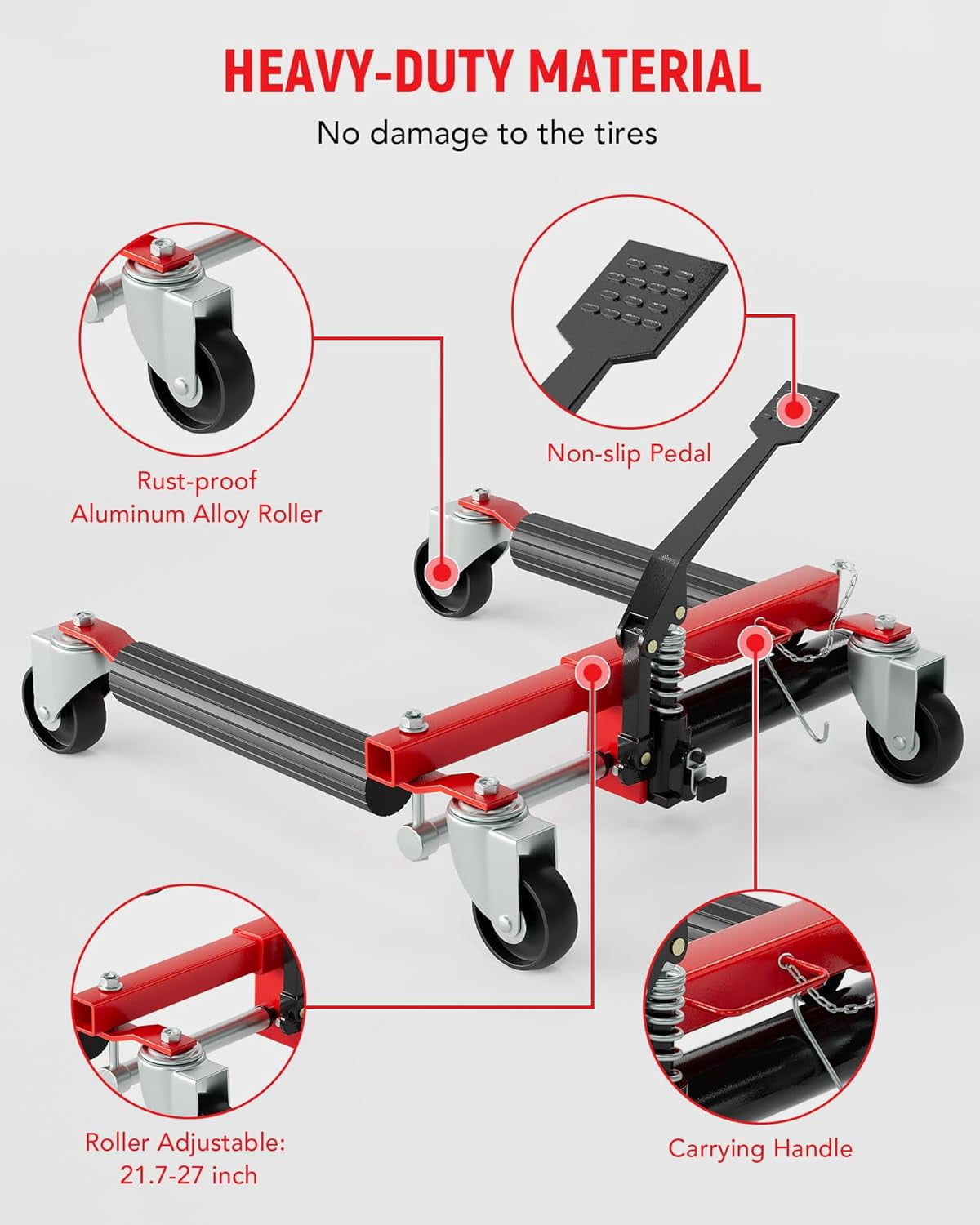 COZONY 2 Pcs Car Dollies with Hydraulic Tire Jack, 12" Wheel Vehicle Positioning Jacks with Foot Pedal for Auto Repair, Tire Moving