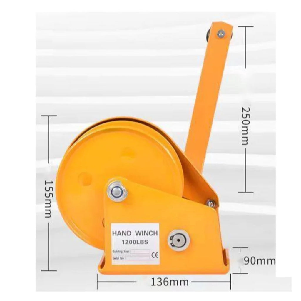 1200 Pounds 30m Wirerope Hand Operated Winch, Small Portable Winch Manual Traction Hoist Winch Crane Bidirectional Self-locking