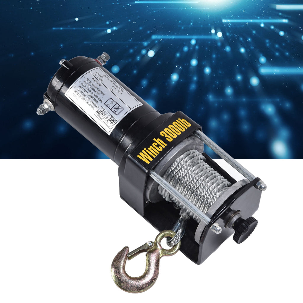 Steel Wire Rope Electric Winches, Manual Release Electric Winch 3000LBS for Truck for UTV for Recovery