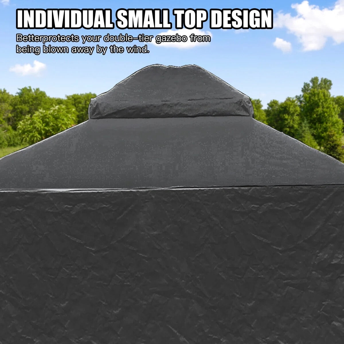 Domi Outdoor Living 8' x 8' Winter Gazebo Cover with Sidewalls & Mesh Windows, Waterproof Double Roof Enclosure, Black