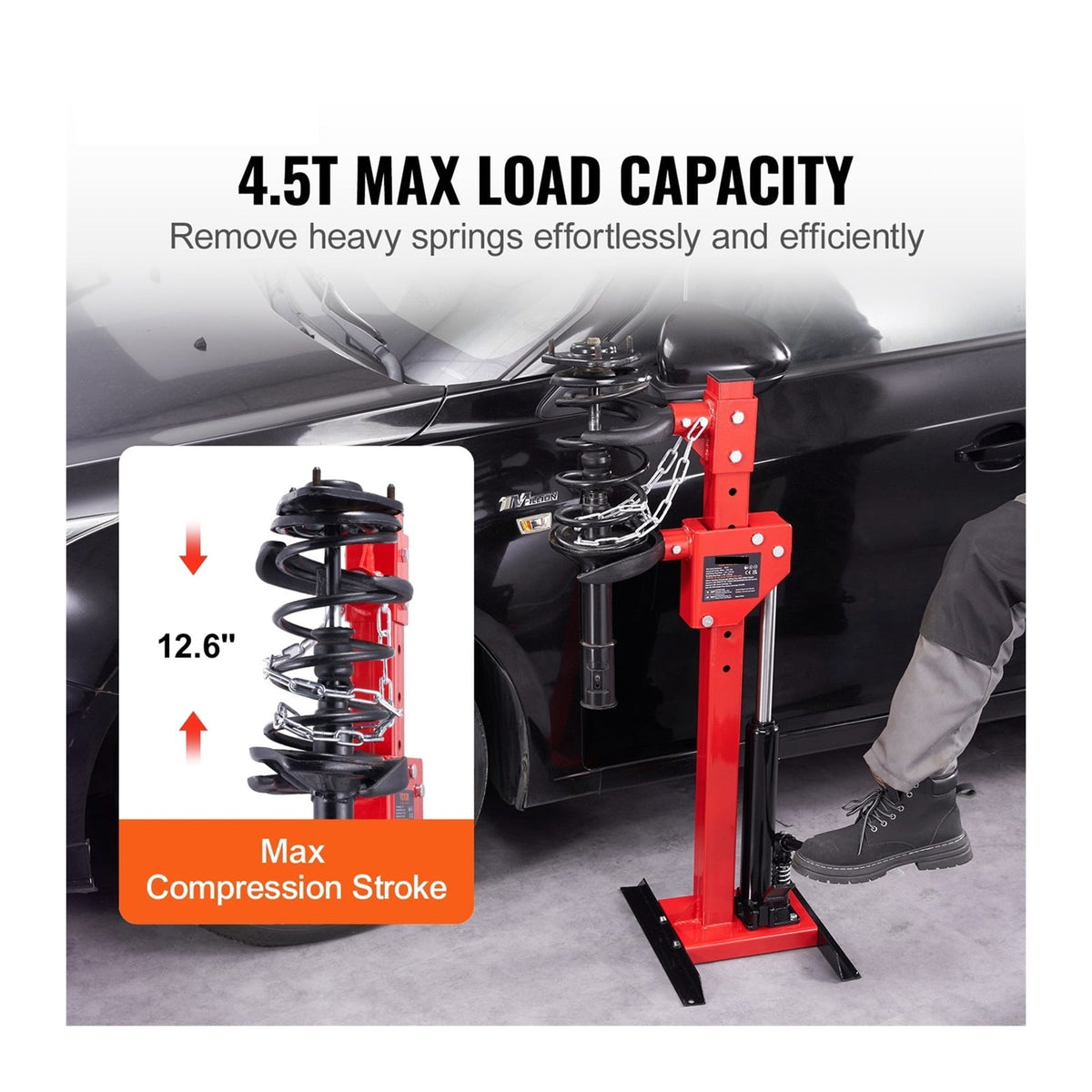 Strut Spring Compressor 4.5 Ton / 9920 LBS Hydraulic Jack 1 Ton Rated Compression Force Auto Strut Coil Spring Compressor ,Easy to Use