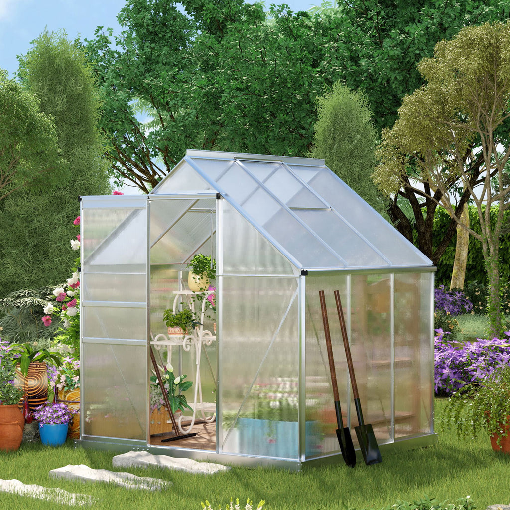 Outsunny 6' x 6' x 6.5' Polycarbonate Greenhouse Walk-in Green House Clear