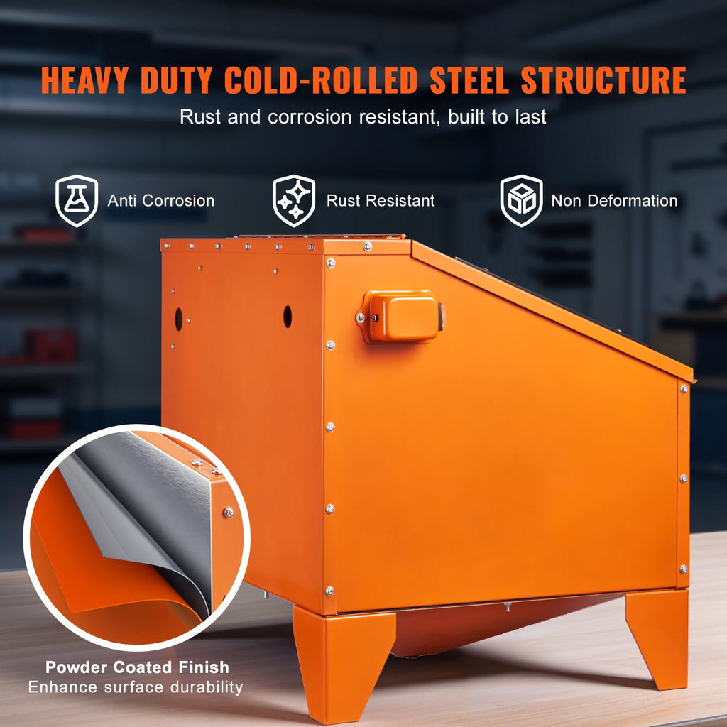 KFFKFF 40-Gallon Benchtop Steel Sandblasting Cabinet, 40-120 PSI, Blasting Gun and 4 Ceramic Nozzles