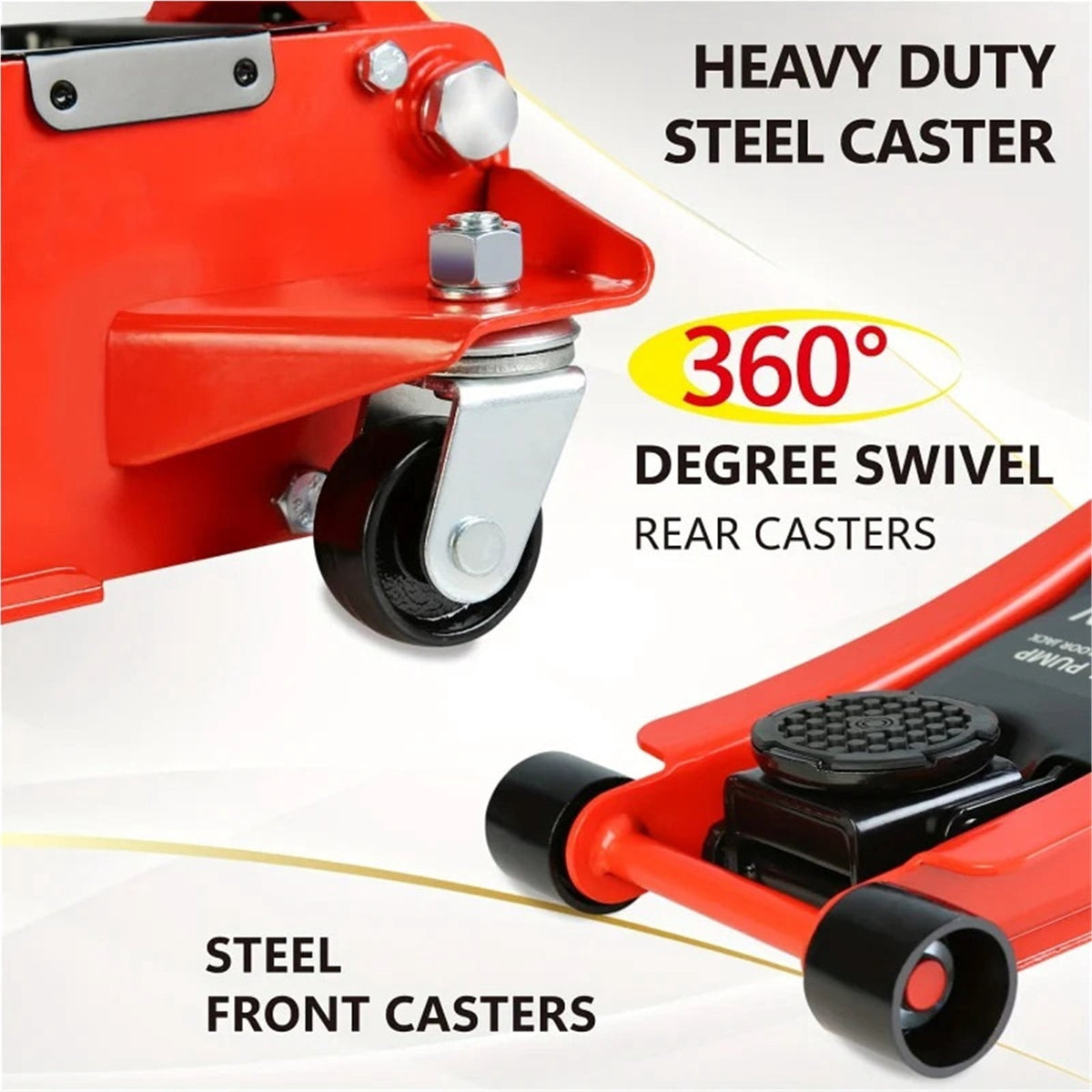 Heavy-Duty 3 Ton (6600 Lbs) Capacity Hydraulic Floor Jack With Dual Piston Quick Lift Pump - Red, High Carbon Steel, ,Easy to Operate