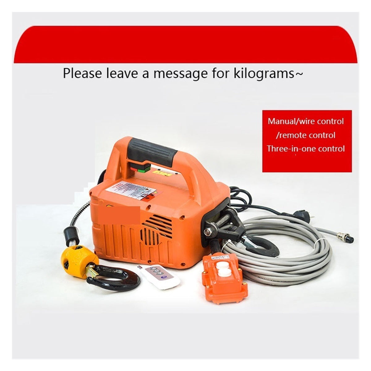 500 kg Portable Electric Winch Hoist with Manual, Wired and Remote Controls for Lifting and Pulling