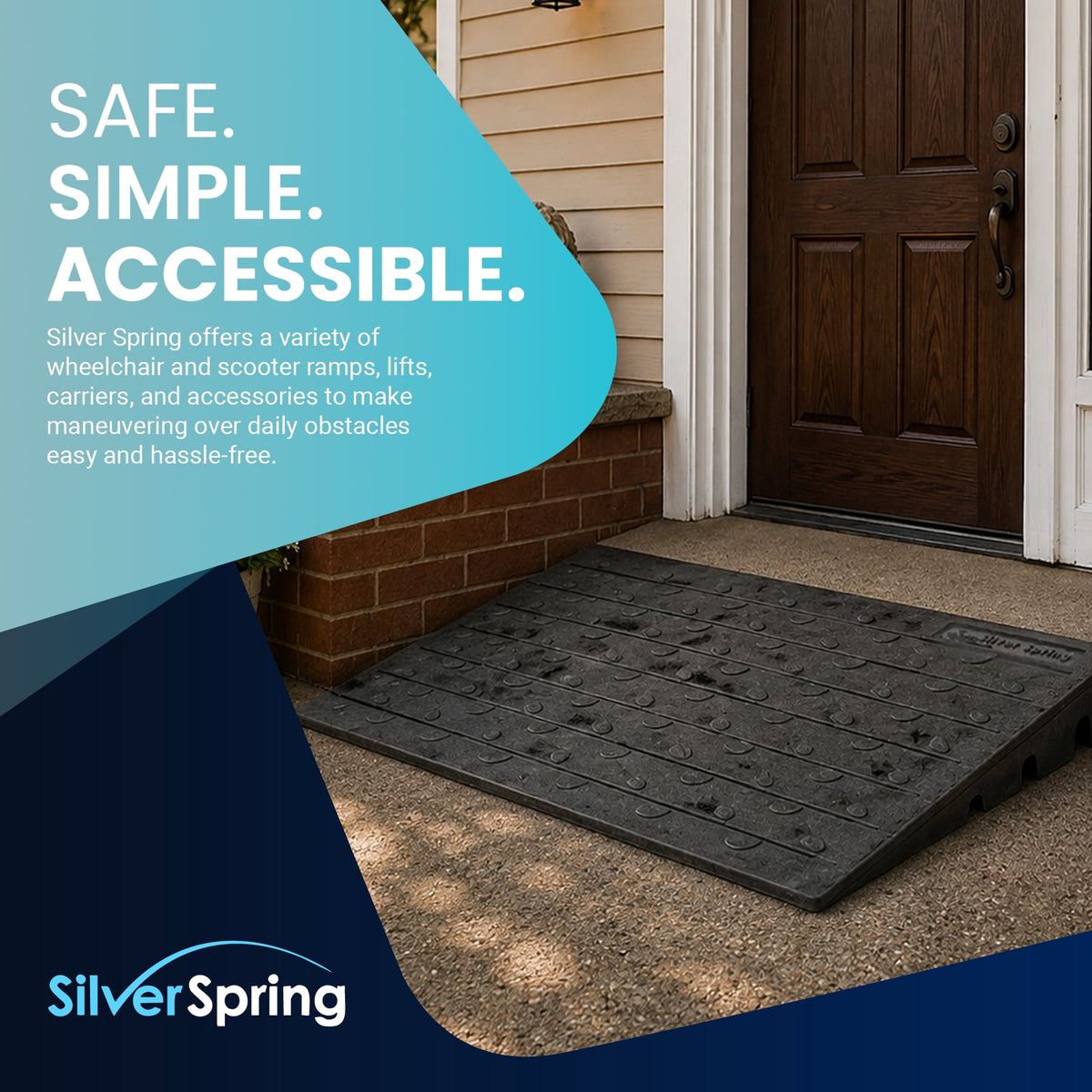 Silver Spring 4" Maximum Riser, Solid Rubber 3 Channel Threshold Ramp, Black