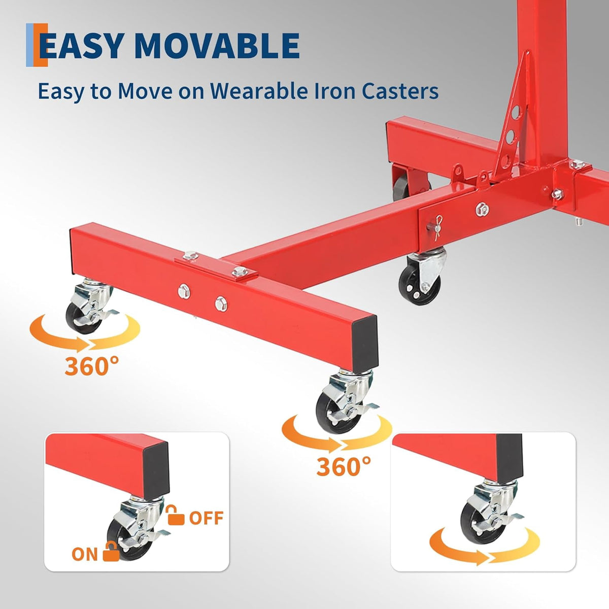 1500 LBS Engine Stand Heavy Duty Foldable Rotating Engine Stand with 360 Head 4 Adjustable Arms and 5 Casters for Auto Repair Red