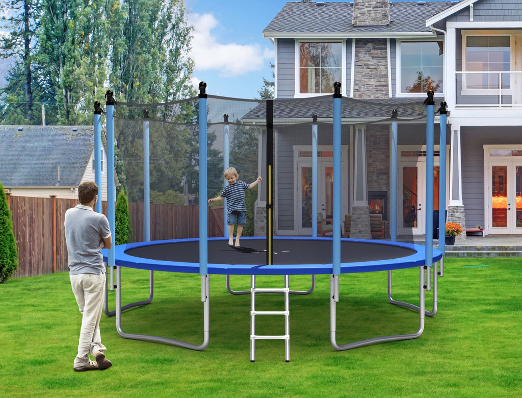 Patiojoy 15Ft Jumping Exercise ASTM Certified Approved Recreational Trampolines with Enclosure Net